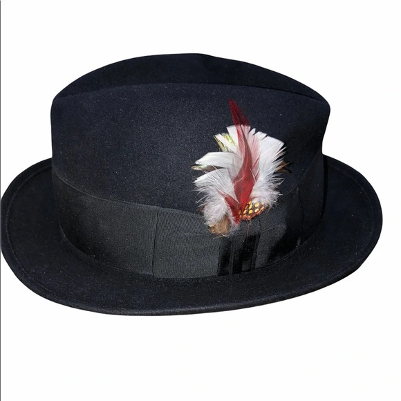 Mallory Torino Quality vintage black hat with feather - Picture 1 of 9